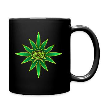 420 Cannabis - Hanf - Marihuana - Weed - Marijuana - Tasse einfarbig - Schwarz - Rechts