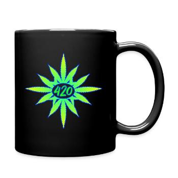 420 Cannabis - Hanf - Marihuana - Weed - Marijuana - Tasse einfarbig - Schwarz - Rechts
