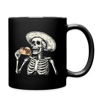 Skelett Taco Mexikanisches Essen Sombrero - Tasse einfarbig - Schwarz - Rechts