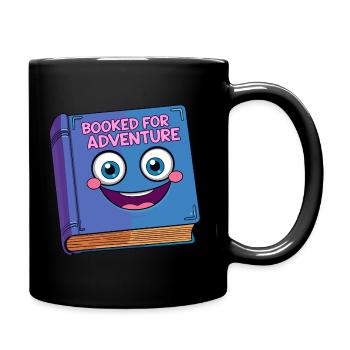 Funny Book Design - Booked for Adventure - Full Colour Mug - black - Right