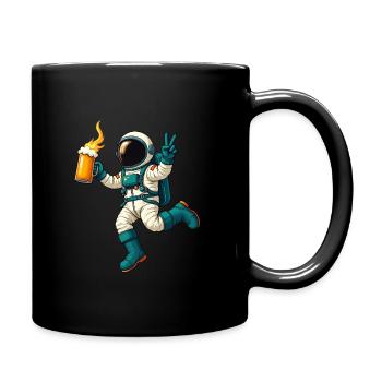 Astronaut with beer - Full Colour Mug - black - Right