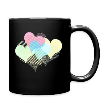 De nombreux cœurs colorés avec des rayures à pois - Mug uni - noir - Droite