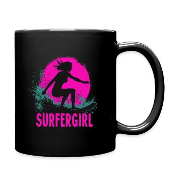 Surfer Girl Surferin Wellenreiten Surfen Surfer - Tasse einfarbig - Schwarz - Rechts