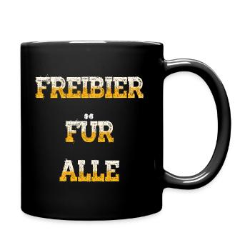 Freibier für alle – Lustiges Party Design - Tasse einfarbig - Schwarz - Rechts