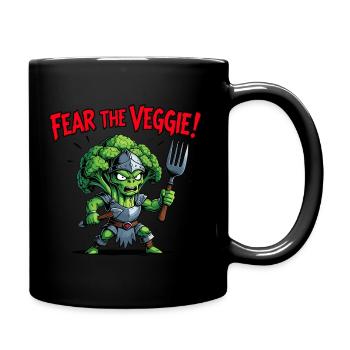 Fear the Veggie - Brokkoli-Krieger Design - Tasse einfarbig - Schwarz - Rechts