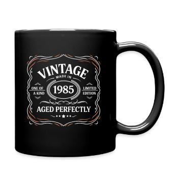 Vintage Design – "Made in 1985, Aged Perfectly" - Tasse einfarbig - Schwarz - Rechts