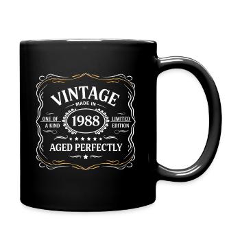 Vintage Design – "Made in 1988, Aged Perfectly" - Tasse einfarbig - Schwarz - Rechts