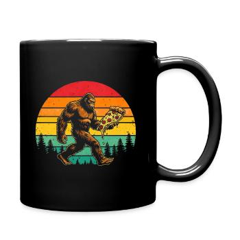 Bigfoot Pizza Lover Sasquatch Retro Sonne 80er - Tasse einfarbig - Schwarz - Rechts