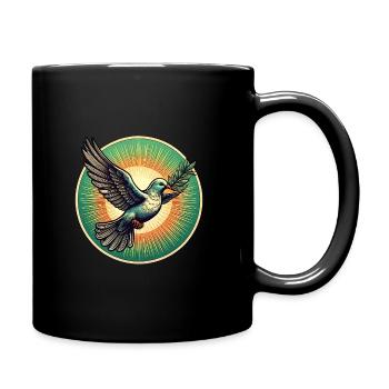 A dove bringing hope - Full Colour Mug - black - Right