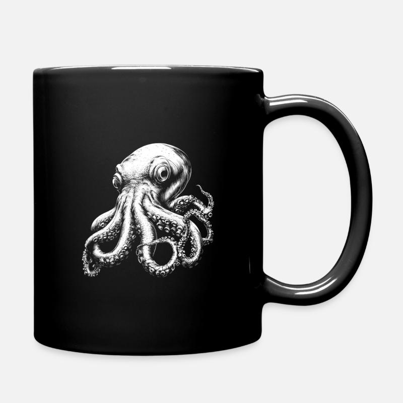 dark octopus - tentacle - Full Colour Mug - black