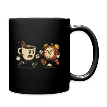 Café vs réveil – Le vrai duel le matin - Mug uni - noir - Droite