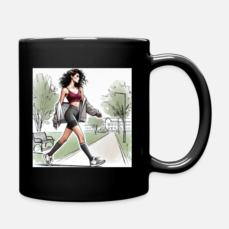 Power Walk Sportlich Street Style Mädchen Illustrati - Tasse einfarbig - Schwarz