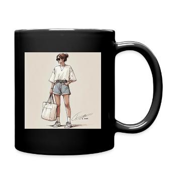 Weekend Casual Oversize Tee & Denim Shorts Fille - Mug uni - noir - Droite