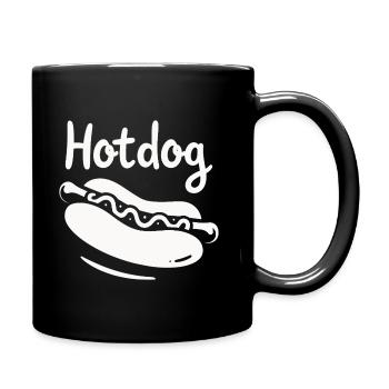Hotdog Liebe in Schwarz-Weiß Look - Tasse einfarbig - Schwarz - Rechts