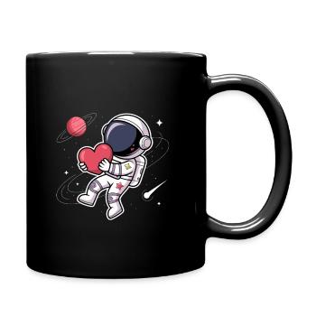 Astronaut mit Herz: Liebe aus dem All - Tasse einfarbig - Schwarz - Rechts
