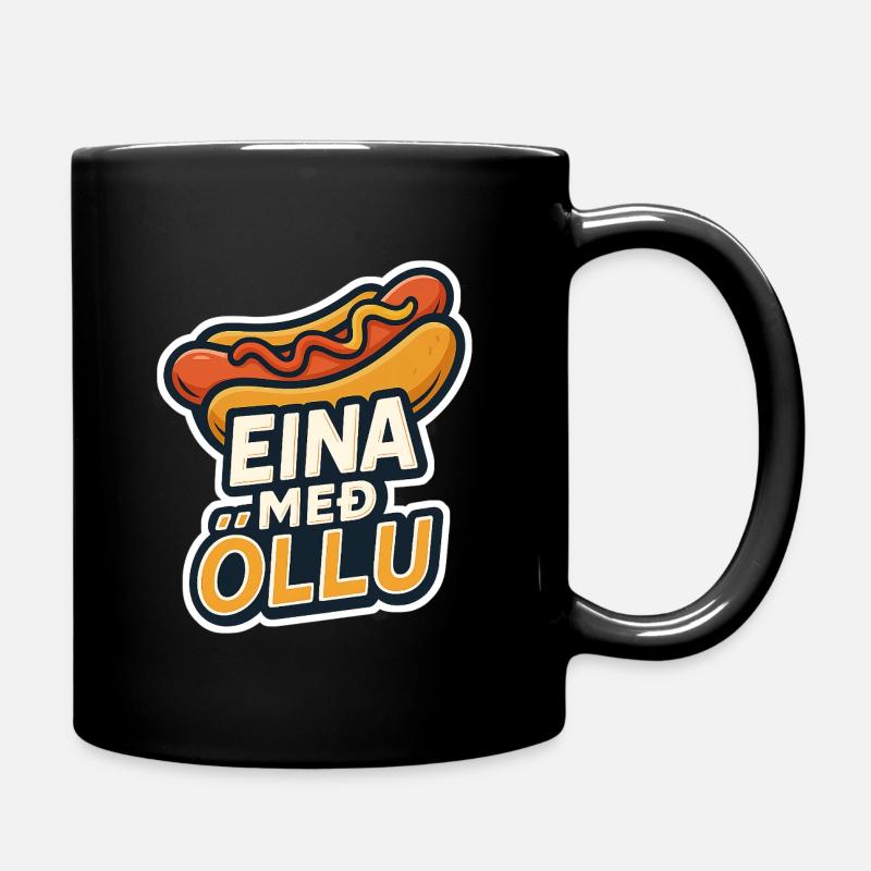 Eina með öllu – Isländischer Hotdog - Tasse einfarbig - Schwarz