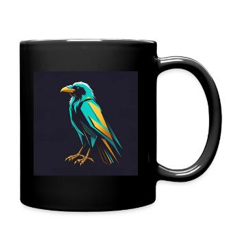 Modernes Raben Design - Tasse einfarbig - Schwarz - Rechts