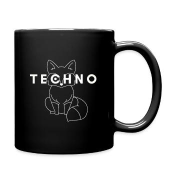 Techno Fuchs im Bassrausch – Festival Rave Look - Full Colour Mug - black - Right