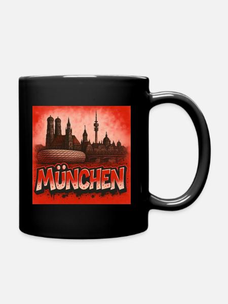 Munich in Graffiti Style - Full Colour Mug - black