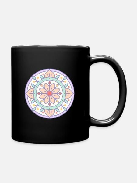 Mandala mit Risographie-Effekt - Tasse einfarbig - Schwarz