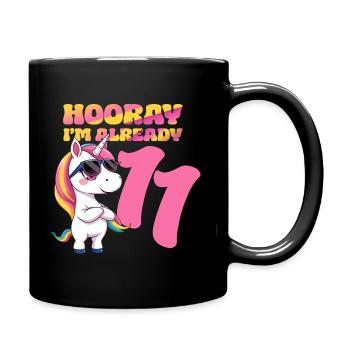 11 Years Girl Birthday Unicorn Theme Unicorn - Full Colour Mug - black - Right