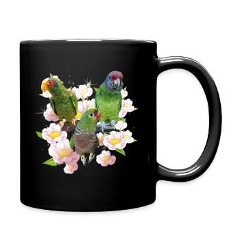 Papageien - Tasse einfarbig - Schwarz - Rechts