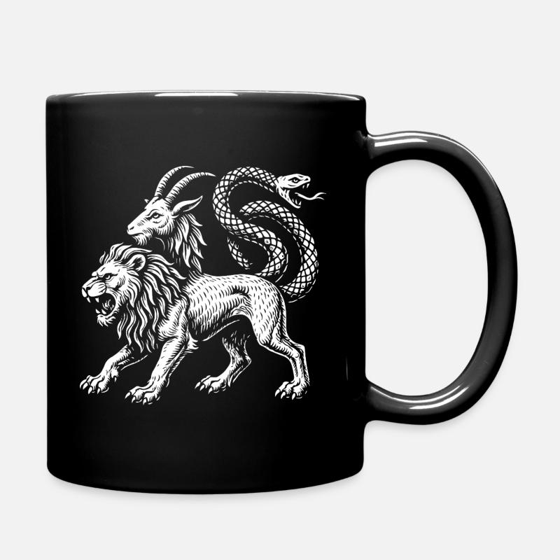 Chimera - Mythical Lion and Serpent Emblem - Full Colour Mug - black