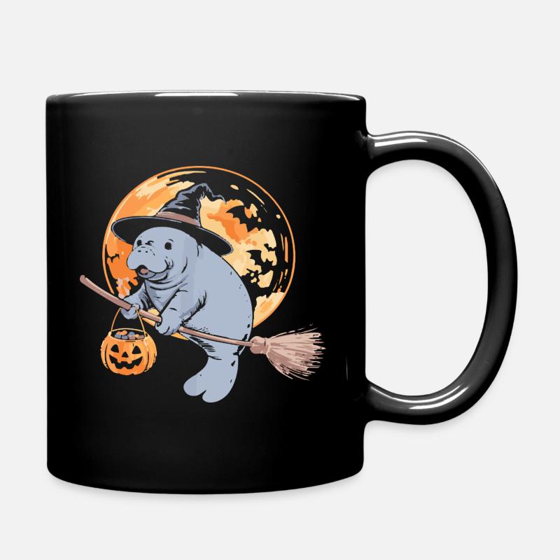 Skurrile Nilpferd Hexe Halloween Design - Tasse einfarbig - Schwarz