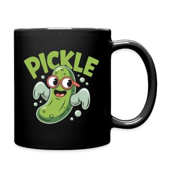 Lustige Pickle Cartoon-Figur - Tasse einfarbig - Schwarz - Rechts