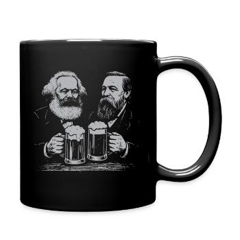 Karl Marx et Engels buvant de la bière - Mug uni - noir - Droite