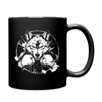 Wolf Boxer Boxen MMA - Tasse einfarbig - Schwarz - Rechts