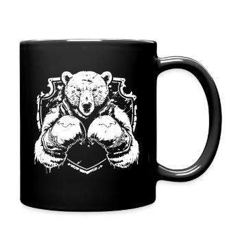 Starkes Bärenlogo mit Kampfpose Boxer - Tasse einfarbig - Schwarz - Rechts
