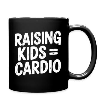 Kinder großziehen = Cardio - Tasse einfarbig - Schwarz - Rechts