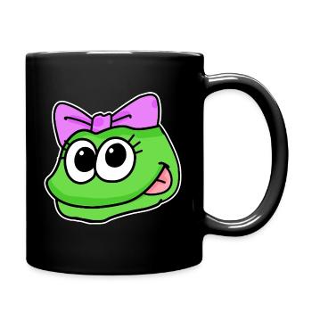 Frosch Mädchen Kopf Tierkopf - Tasse einfarbig - Schwarz - Rechts