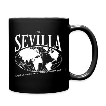 Vintage Weltkarte mit Stadtname Sevilla - Tasse einfarbig - Schwarz - Rechts