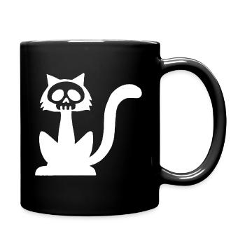 Crâne de chat blanc - Mug uni - noir - Droite