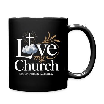 I Love My Church Cross Christian Streetwear - Full Colour Mug - black - Right