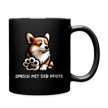 Talk to the Paw Corgi Corgi Welsh Corgi - Full Colour Mug - black - Right