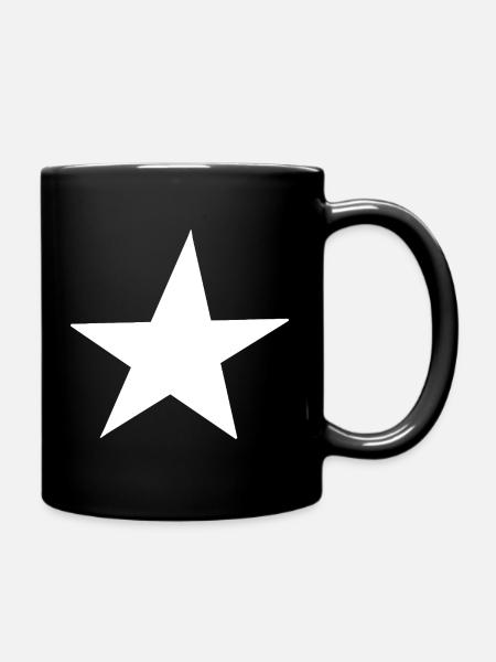 Schlichtes Weiße Stern-Design für Kleidung - Tasse einfarbig - Schwarz