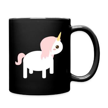 Skurriles Einhorn Cartoon Design - Tasse einfarbig - Schwarz - Rechts