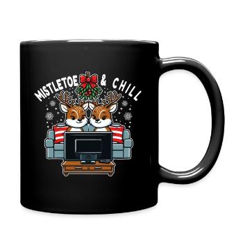 Rentier Couple – Mistletoe & Chill Weihnachten - Tasse einfarbig - Schwarz - Rechts
