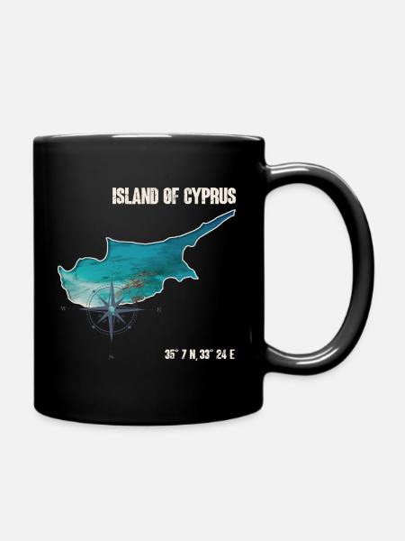 Zypern Umriss Kompassdesign - Tasse einfarbig - Schwarz