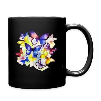 papillon coloré beau art nature - Mug uni - noir - Droite