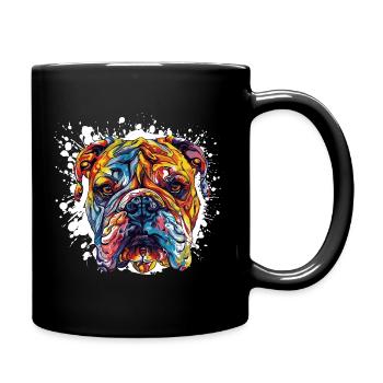 Colorful Bulldog Head Art - Full Colour Mug - black - Right