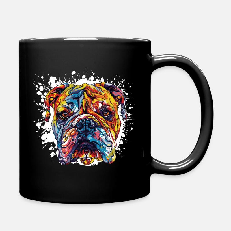 Bunter Bulldoggenkopf Kunst - Tasse einfarbig - Schwarz