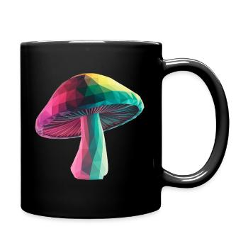 Pilz - Cooles Low-Poly-Logo - Tasse einfarbig - Schwarz - Rechts