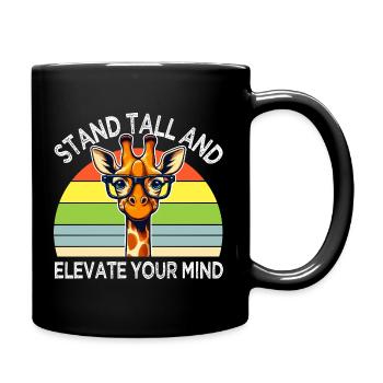 Girafe inspirante aux lunettes arc en ciel - Mug uni - noir - Droite