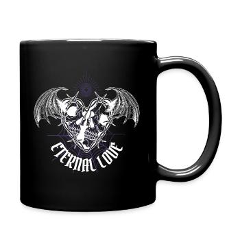 Ewige Liebe Gothic Schädel - Tasse einfarbig - Schwarz - Rechts
