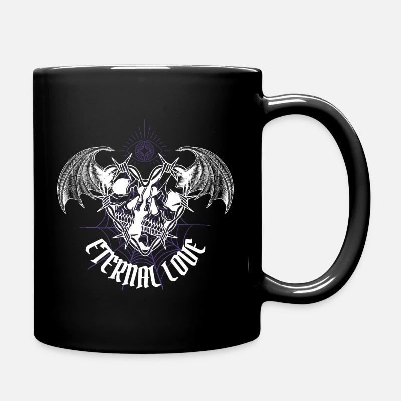 Ewige Liebe Gothic Schädel - Tasse einfarbig - Schwarz