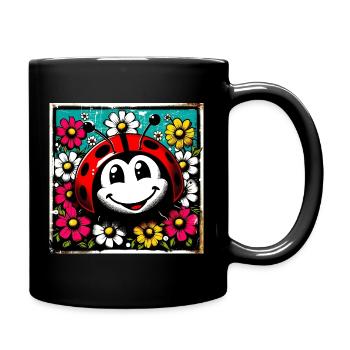 Marienkäfer - Tasse einfarbig - Schwarz - Rechts